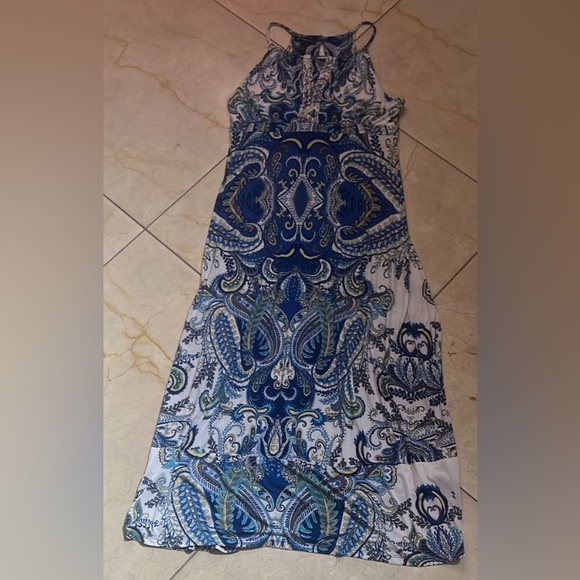 INC International Concepts Strapless Blue and White Paisley Dress - Picture 1 of 6